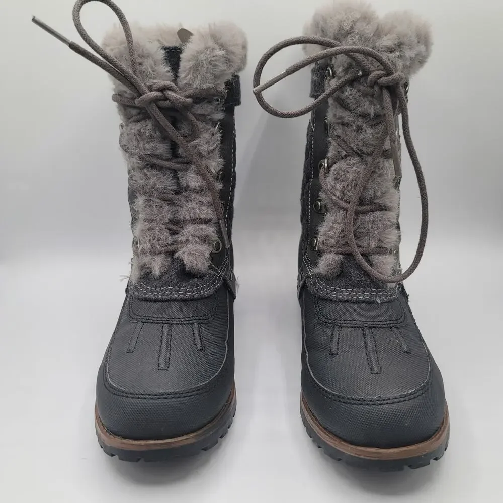 Rock & Candy girls Gray Faux Fur Winter Boots Lace Up Size 3
